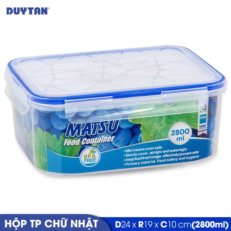 Hộp đựng thực phẩm chữ nhật nhựa duy tân matsu 2800ml - 03253