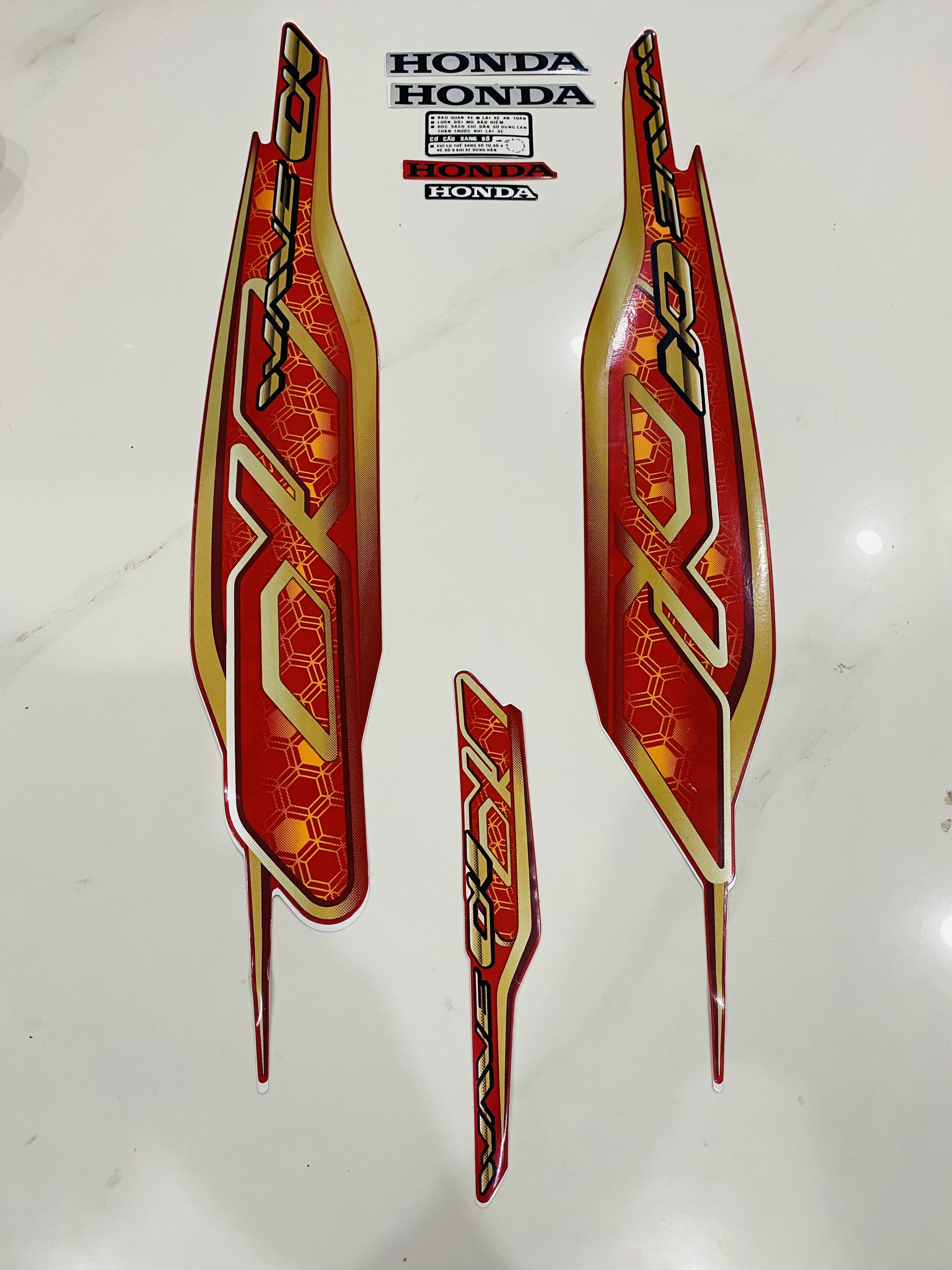 Nguyên bộ tem rời 3 lớp zin thái dán xe máy Honda Wave alpha Wave a 2020 2021 màu đỏ siêu sắc nét