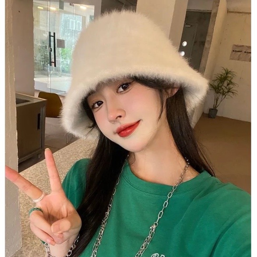 Mũ nón len Bucket lông mịn phong cách Ulzzang hàng Quảng Châu cao cấp nhiều màu