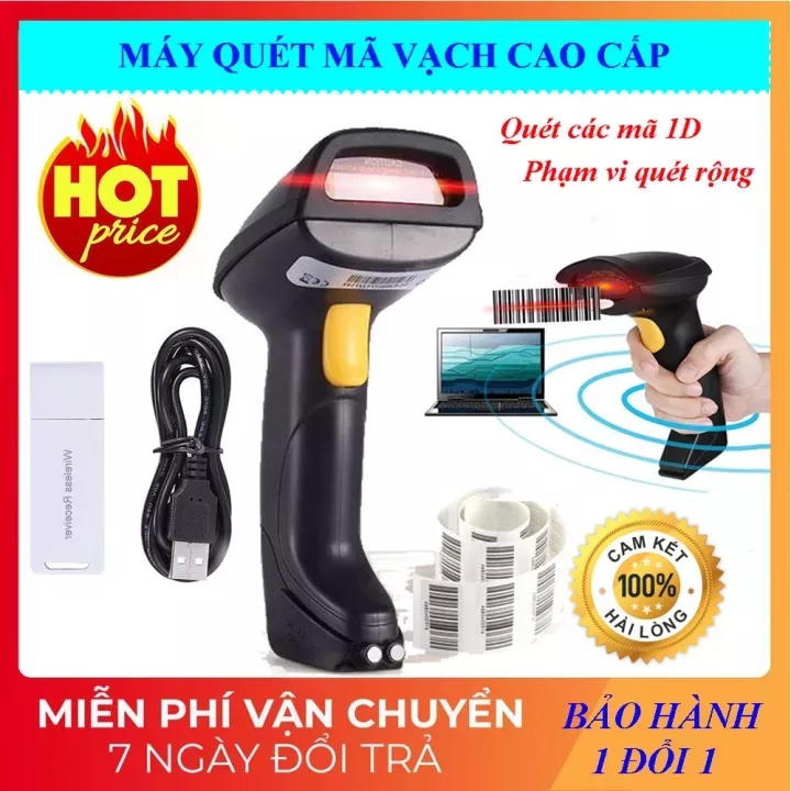 Máy quét mã vạch, máy bắn mã vạch không dây, Máy Bắn Mã Vạch, Máy Bắn Mã Vạch Không Dây Cao Cấp Quét các mã 1D, Phạm vi quét mã rộng. Đọc tất cả các loại bascode, Máy Scan Cực Nhanh, Nhỏ, Gọn, Tiện Dụng, Công Nghệ Laser Tiên Tiến