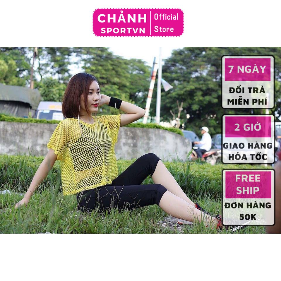 Áo Lưới Tập Gym - Áo Lưới Croptop Nữ Tập Yoga,Thể Thao,Chạy Bộ,Mặc Đi Biển Sexy Gợi Cảm Bigsize Vải 