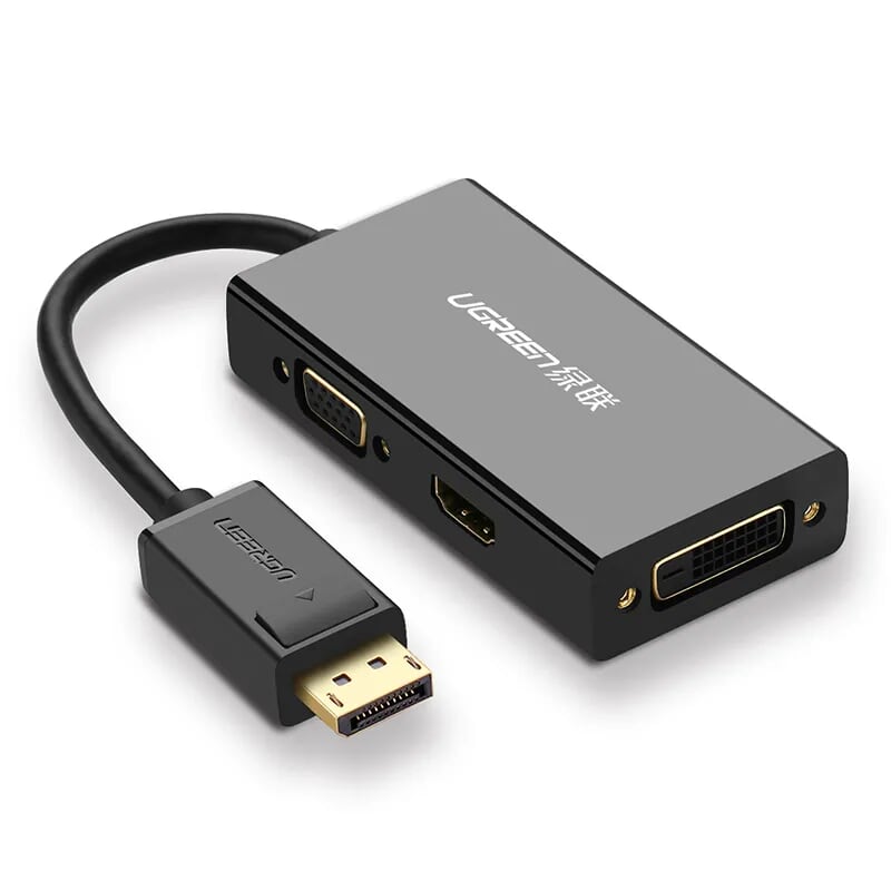 Ugreen 20420 màu đen bộ chuyển đổi displayport sang hdmi + vga + dvi hỗ trợ phân giải 4k 2k dp110