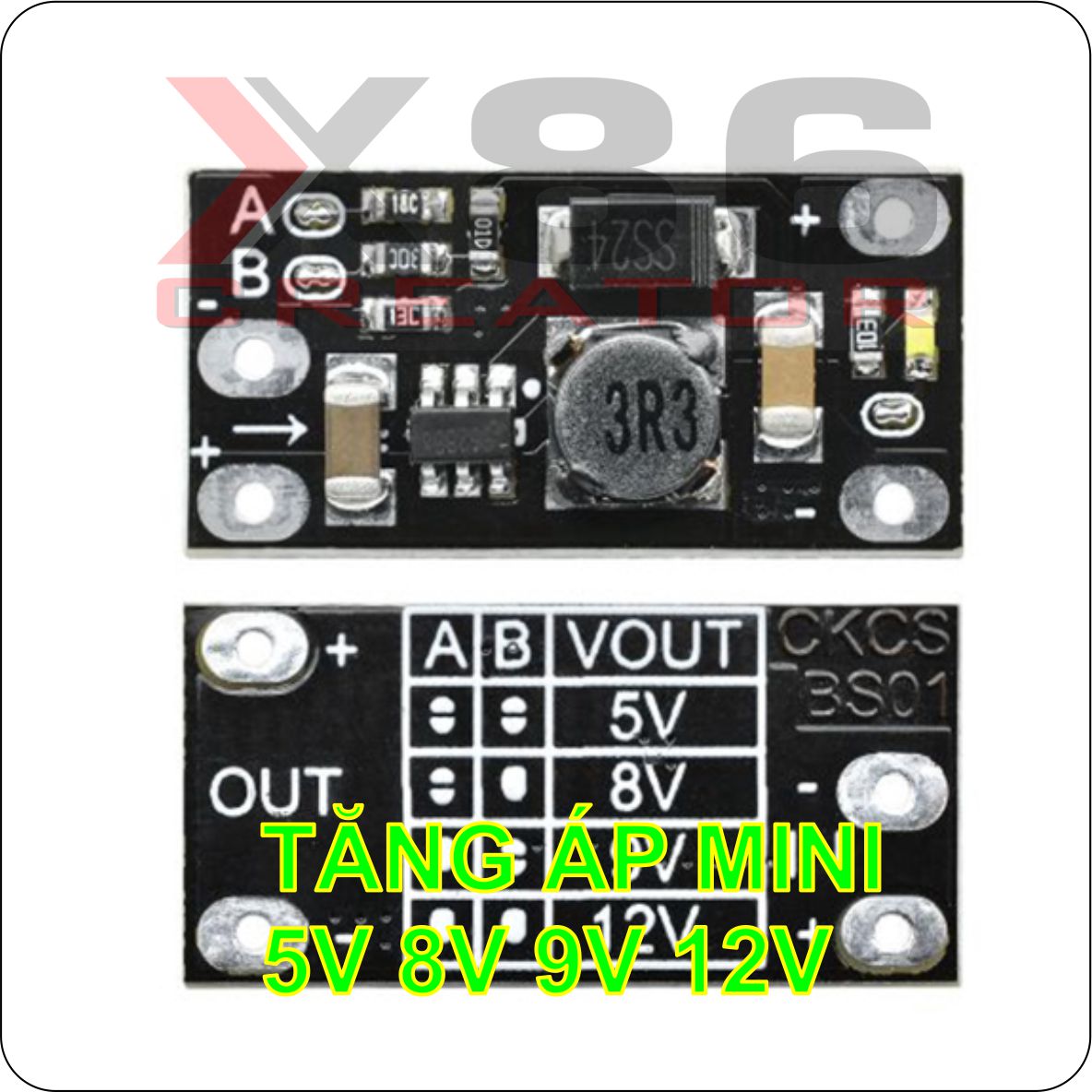 Mạch tăng áp mini từ 3v 3.3v 3.7v lên 5v 8v 9v 12v dc-dc - x86