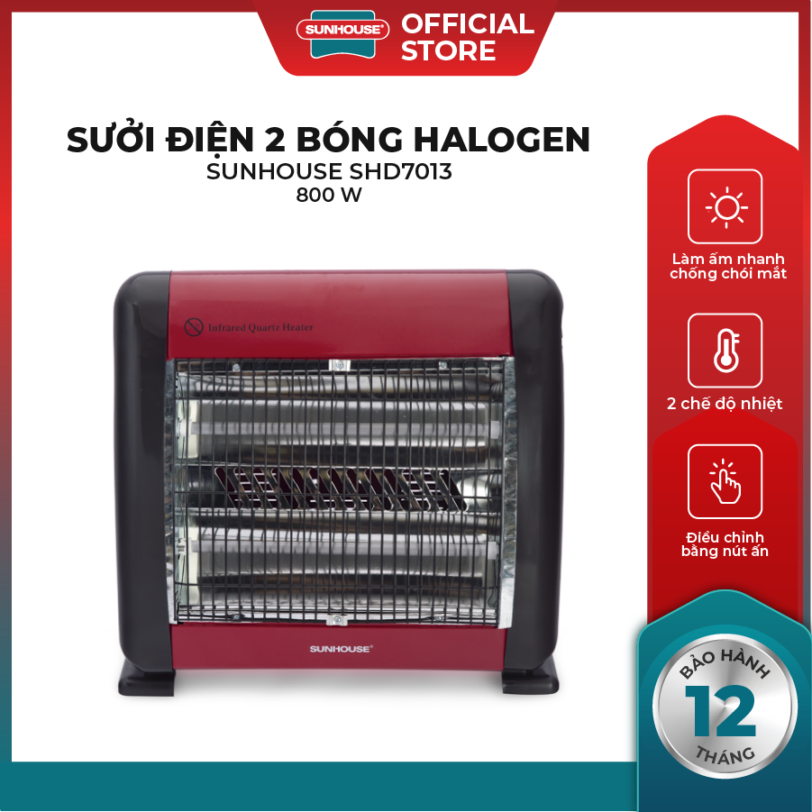 Sưởi điện hồng ngoại Sunhouse SHD7013 -Tốc độ làm nóng nhanh, tỏa nhiệt đều - Hàng chính hãng