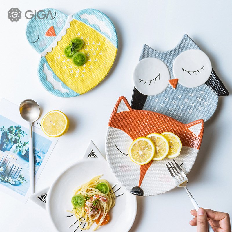 Khay hình động vật hoạt hình thiết yếu Giga/khay hoạt hình sáng tạo/khay dễ thương kiểu INS/khay ăn sáng cho bé/khay hình động vật