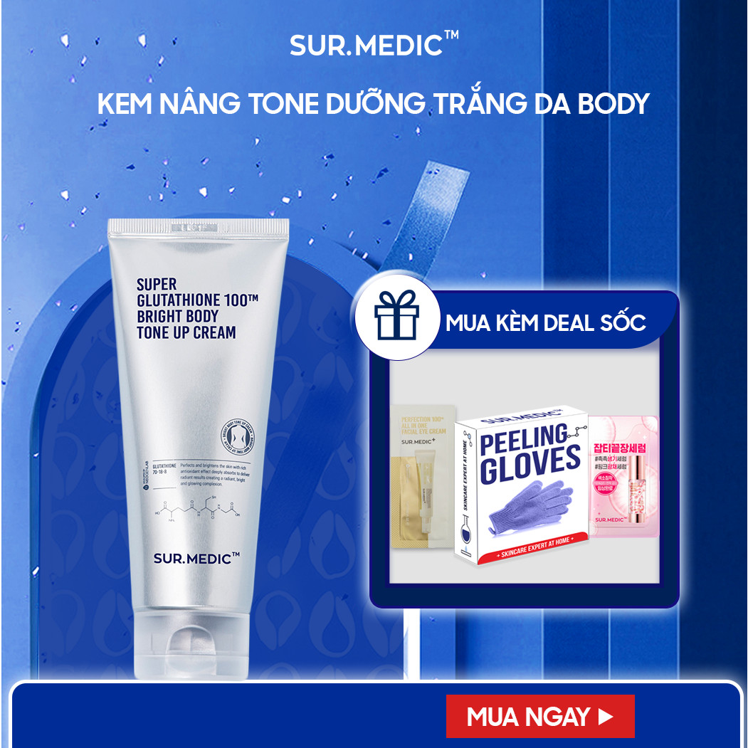 Kem Nâng Tone Da Toàn Thân Super Glutathione 100TM Bright Body Tone Up Cream 150ml