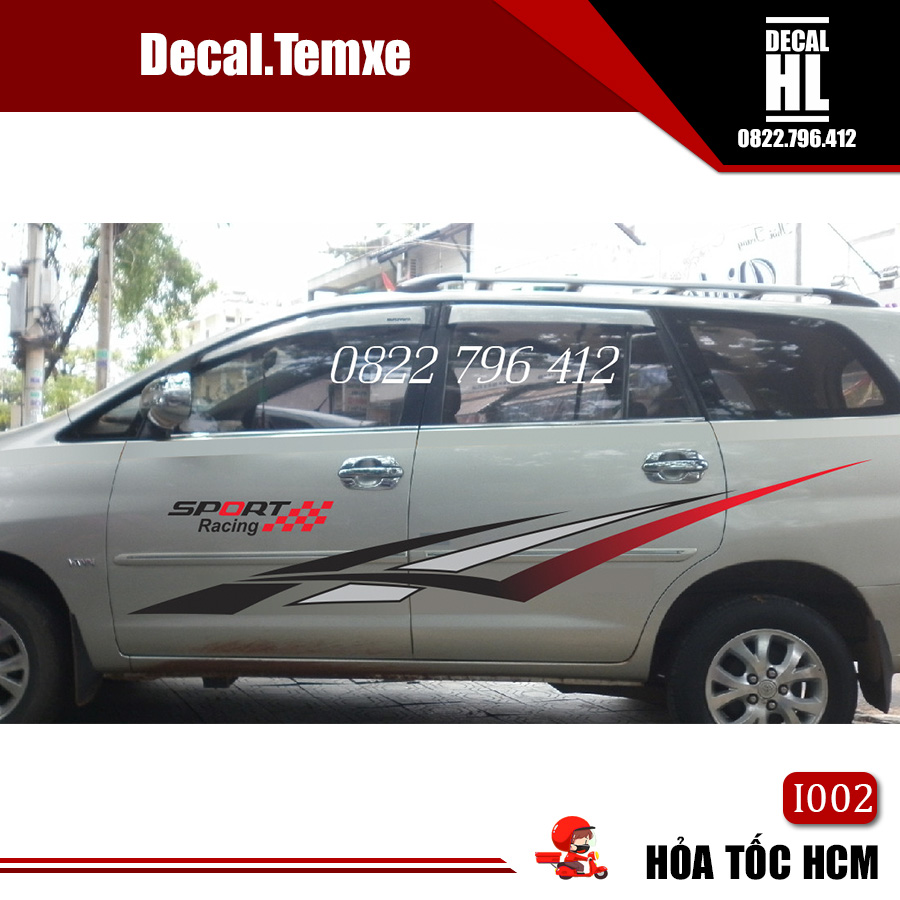 Tem dán sườn xe ô tô 7 chỗ, innova , fortuner i002