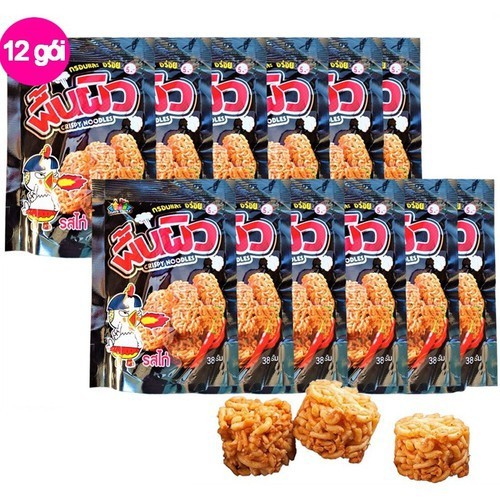 Lốc 12 gói Mì Tôm Ăn Sống Vị Gà Cay Thái Lan 38gr (dạng viên)
