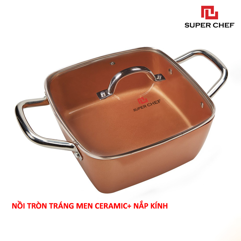 Nồi vuông nắp kính đáy từ super chef sc-g2024c