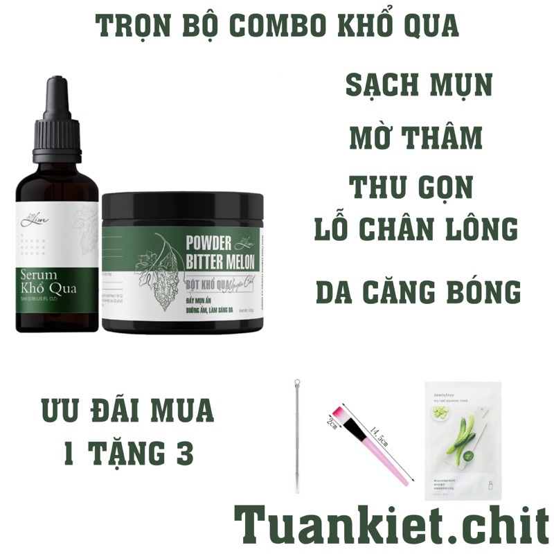 Combo serum bột khổ qua mướp đắng Lim sạch mụn mờ thâm nám an toàn hiệu quả