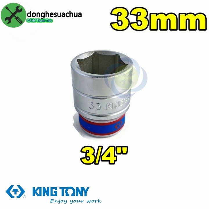 Tuýp 33mm loại 3/4 kingtony 633533m loại ngắn 6 cạnh màu trắng