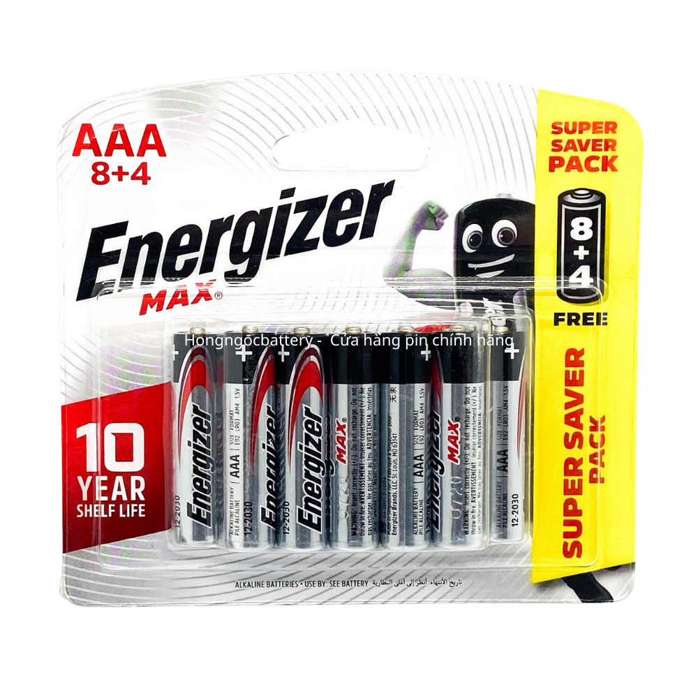 Pin AAA ENERGIZER Lốc 12 Viên Siêu Bền - Hàng Chính Hãng