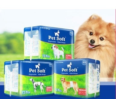 Bịch bỉm gồm 12 miếng cho chó đực Pet Soft