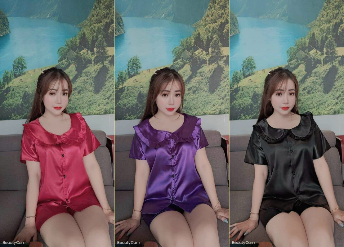 Đồ bộ pijama nữ tiểu thư tay cộc quần đùi chất lụa phi bóng ,bộ đồ ngủ nữ giá rẻ cho nữ size dưới 58kg