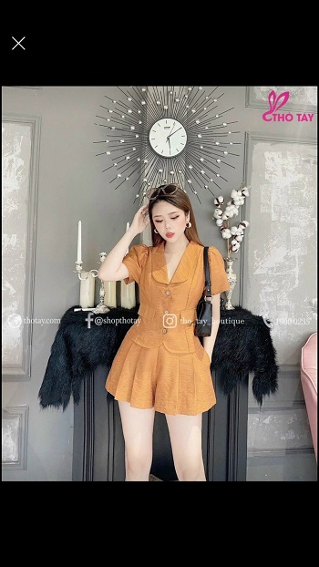 Sét bộ đùi áo cổ vest thời trang