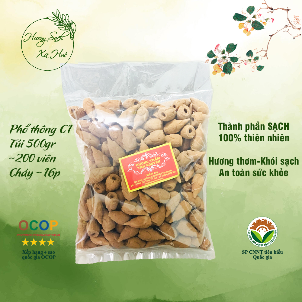 Nụ trầm hương Tân Nguyên, nụ trầm xông nhà, trầm nụ khói ngược loại túi 0,5kg