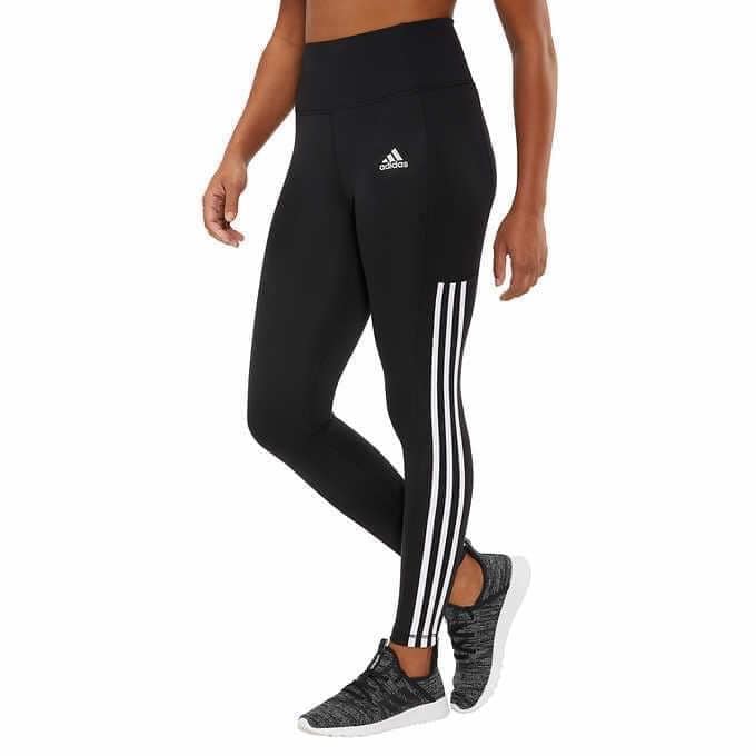 Quần tập nữ đen Adidas 3 sọc trắng