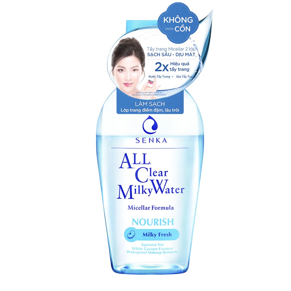 Nước sữa tẩy trang senka 2 lớp sạch sâu & dịu mát senka all clear milky water nourish milky fresh 230ml