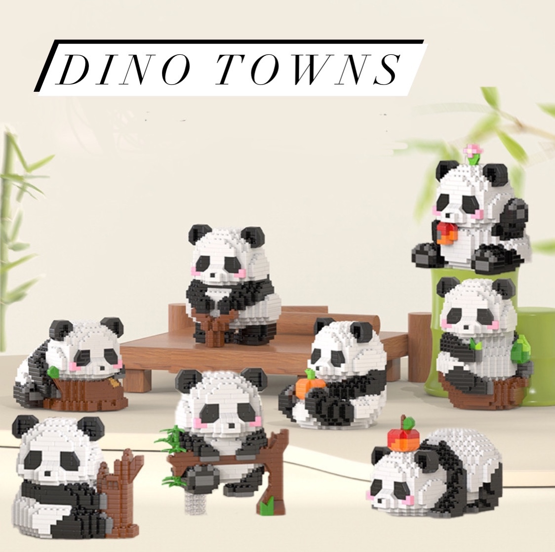 Mô hình lắp ráp gấu trúc 8cm dễ thương thích hợp làm quà tặng by Dino