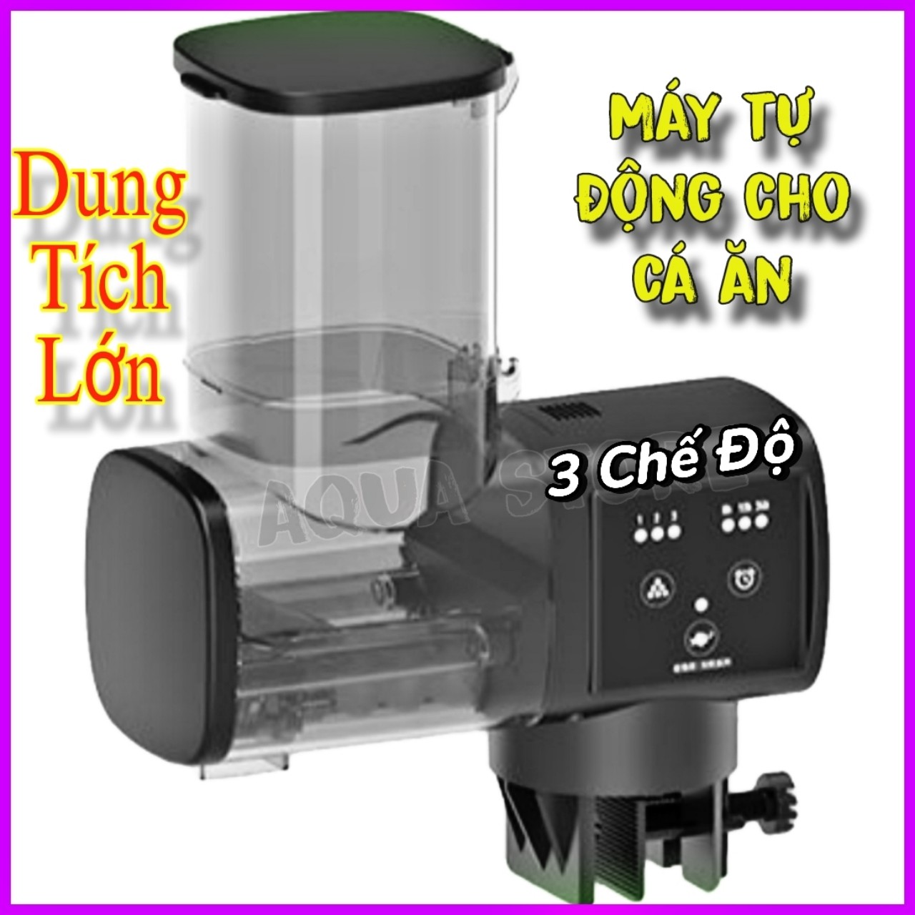 Máy Cho Cá Cảnh Ăn Tự Động - Dùng cho cám nhỏ hơn hoặc bằng 3mm-Dung Tích Lớn , 3 chế độ