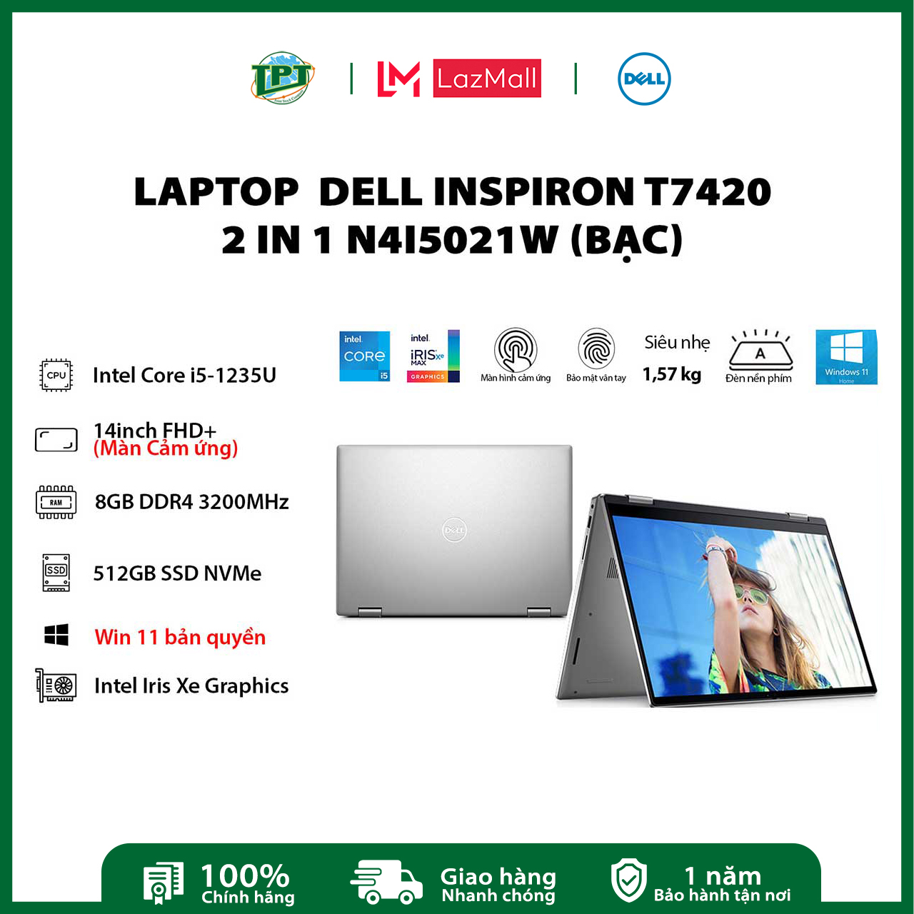 Laptop dell inspiron t7420 2 in 1 n4i5021w