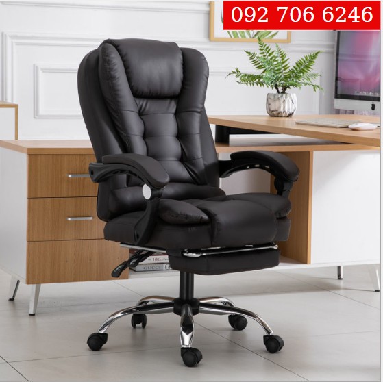 Ghế Giám Đốc Có Massage được bọc da Pu Ghế Văn Phòng Chân Xoay có gác chân ngả lưng,ghế làm việc kèm masage lưng.