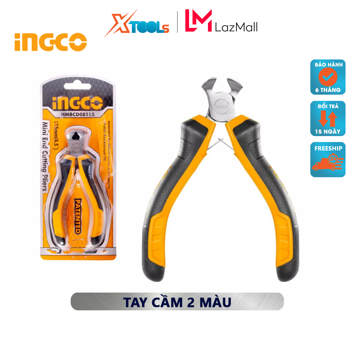 Kìm cắt đầu mini INGCO HMBCD08115 kềm cắt mini Kích thước 4.5"/ 115mm Đầu kềm được đánh bóng và chống gỉ cắt, tuốt dây điện hay cắt kim loạiị [CHÍNH HÃNG][XTOOLS]