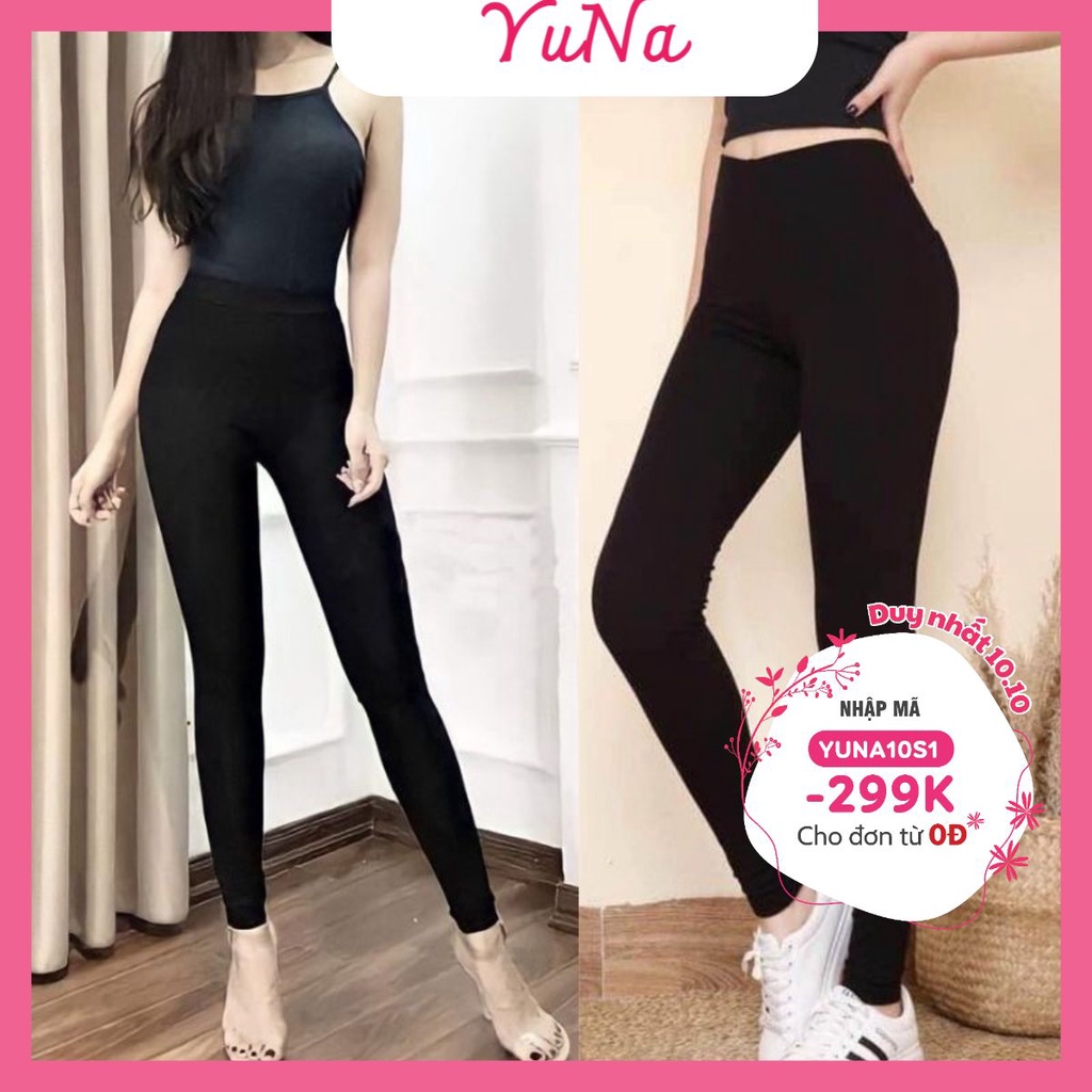 Quần legging nữ MAIKA dáng dài cạp cao chống xoắn, phụ kiện thời trang YUNA