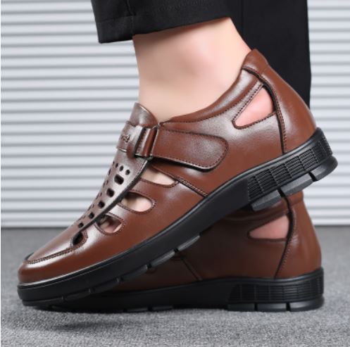 Giày hè tăng cao 7cm da bò thật