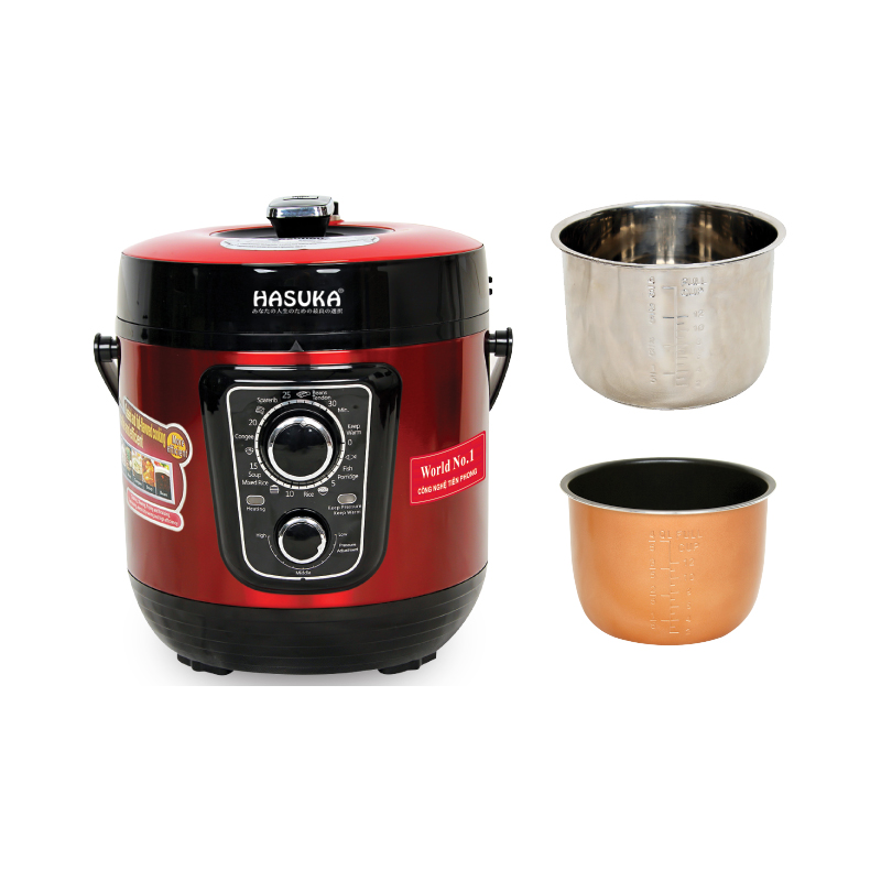 NỒI ÁP SUẤT ĐIỆN ĐA NĂNG HASUKA HSK-988, Model 2021, 2 ruột nồi, sản phẩm bán chạy