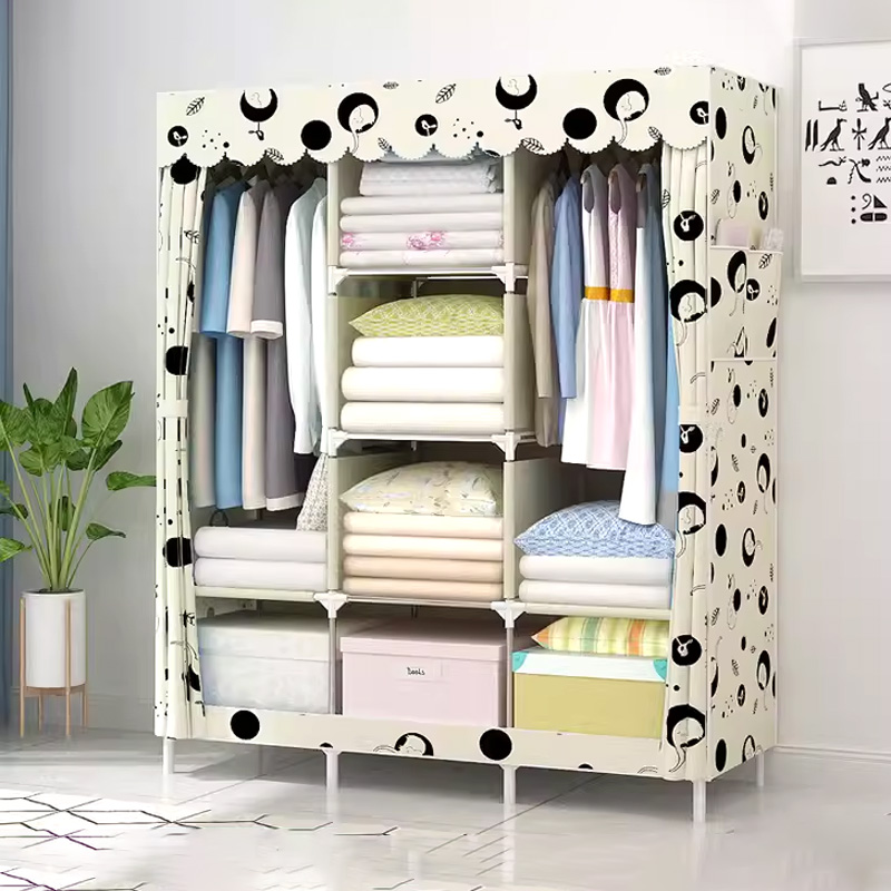 Tủ Vải Có Rèm Đựng Quần Áo Tủ Vải Nhiều Ngăn Phù Hợp Mọi Không Gian Khung Kim Loại Dày Dặn