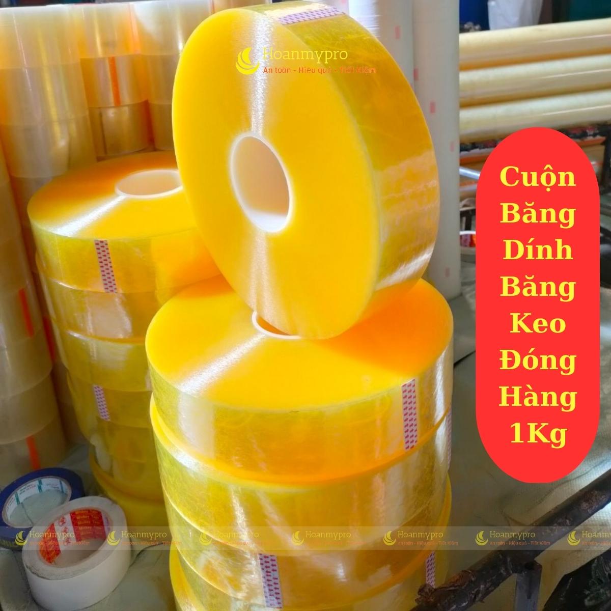Cuộn Băng dính băng keo 1kg đóng hàng dán thùng lõi mỏng