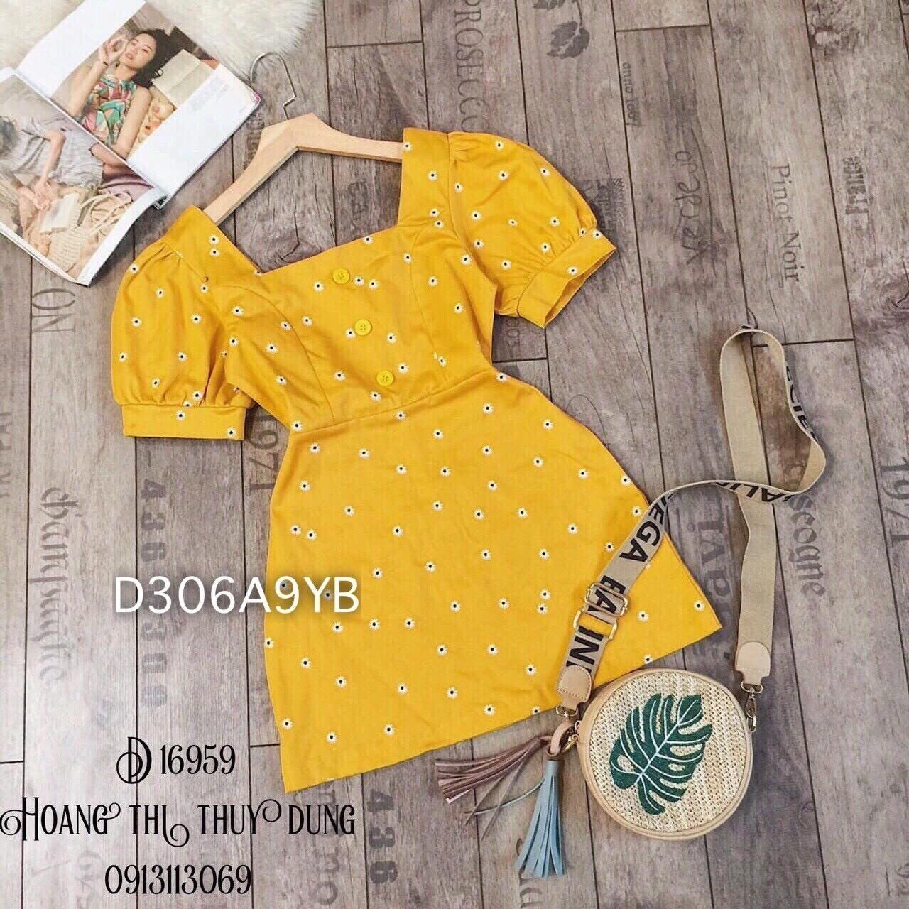 Đầm xuông tay phồng in hoa nhí nữ tính tts0412