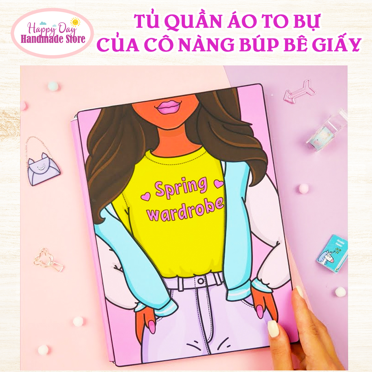 Đồ chơi búp bê bằng giấy - tủ quần áo to bự của cô nàng búp bê giấy - đồ chơi búp bê giấy bóc dán giúp bé tự chơi - đồ chơi cho bé