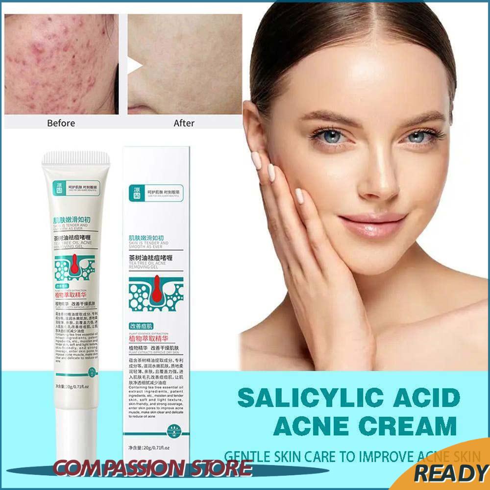 Human Nature Acne Defense Solution Gel Tea Tree 20g 2X Salicylic Acid Acne Lightening Cream Tea Tree Oil Warming and Soothing Care