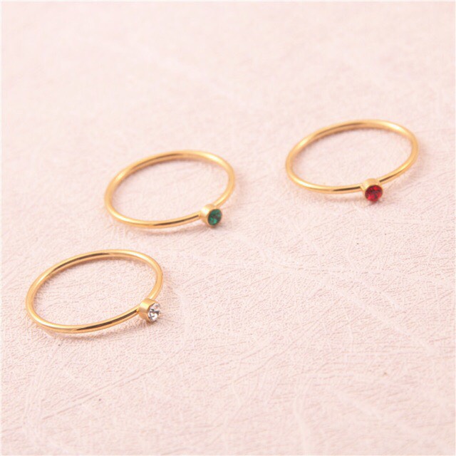 nhẫn nữ ổ đá nhỏ vàng tây