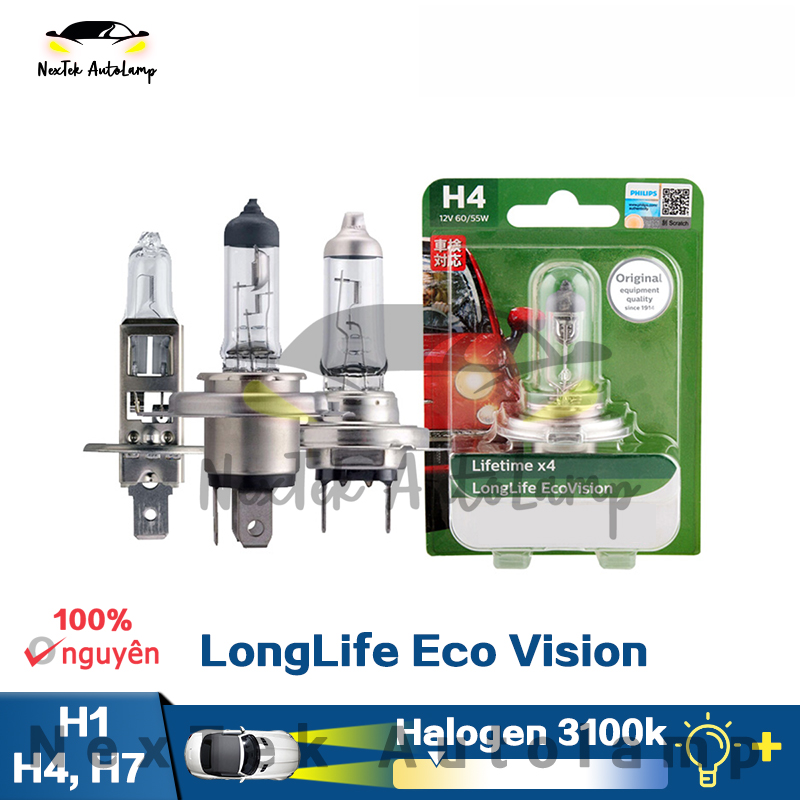 For philips longlife ecovision h1 h4 h7 h11 12v 55w 3100k đèn pha halogen ô tô bóng đèn ô tô gốc