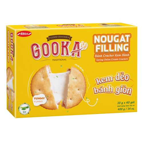 Bánh Gooka Cracker Nougat Filling HG 360g kèm túi giấy - Bibica