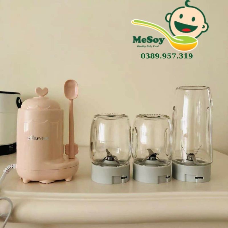 Máy xay ăn dặm 3 cối thủy tinh Bear