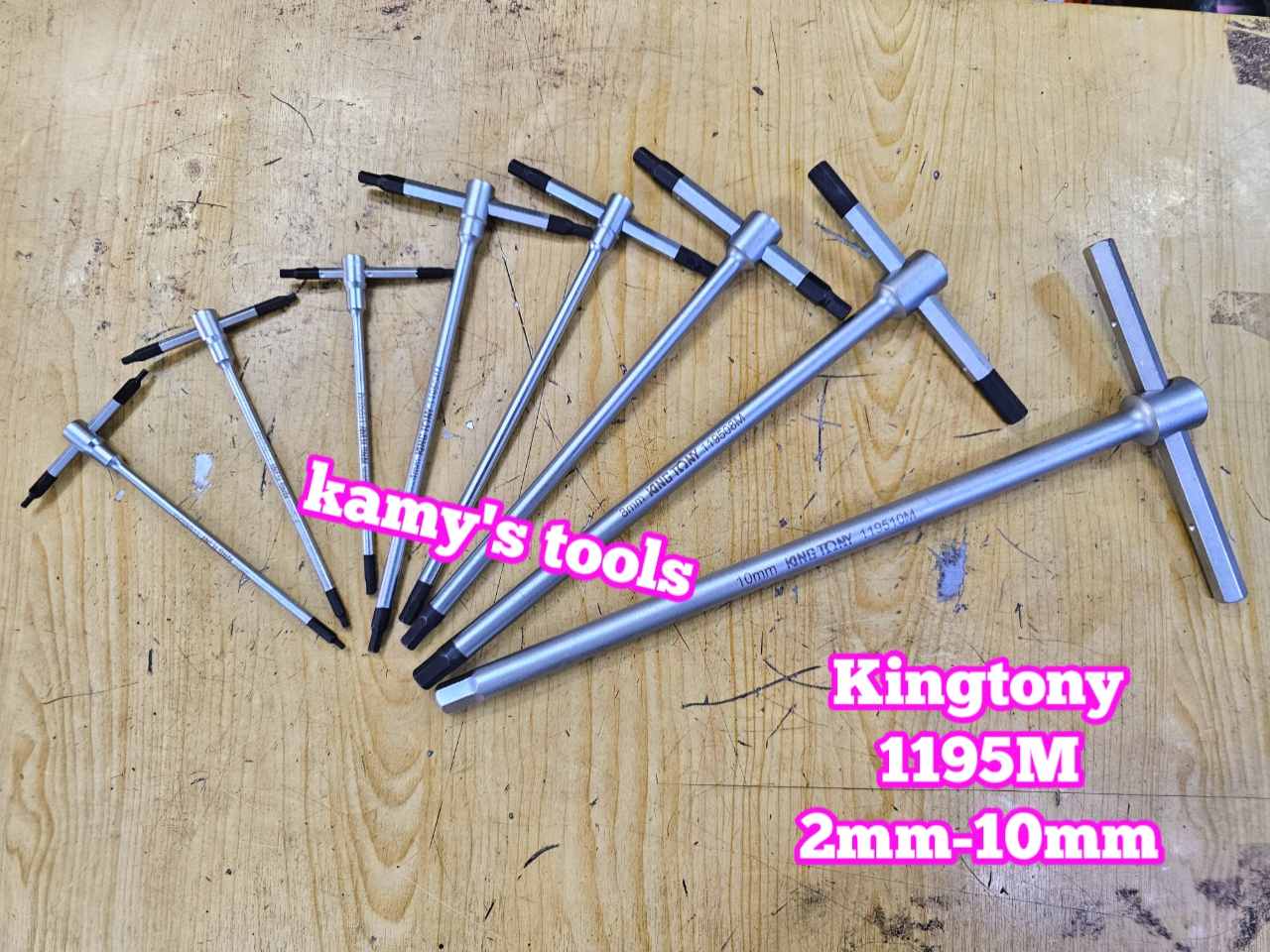 Lục giác bằng cán chữ t trượt kingtony 2mm 2.5mm 3mm 4mm 5mm 6mm 8mm 10mm model 1195