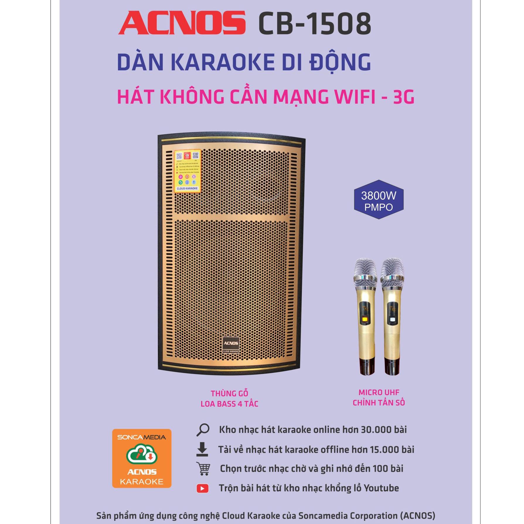 Loa kéo acnos cb-1508 loa kéo karaoke acnos cb-1508 4 tấc thùng gỗ cao cấp