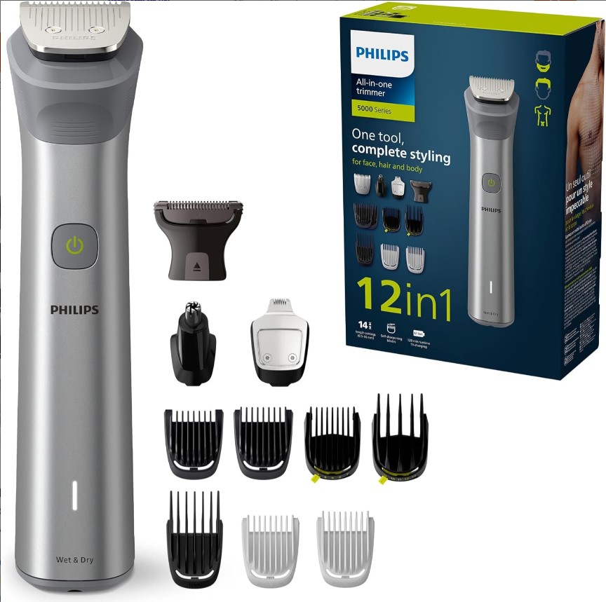 Máy Tông Đơ, Cạo Râu Nam Đa Năng Philips Norelco Multigroom MG5750 / MG3750 / MG5950 / X5012, Phillips Bodygroomer, Trimming Body Hair, Máy Tăng Đơ, Máy Cạo Râu Philips Chính Hãng, Philips Shaver, Lưỡi Tự Mài, Nhập Mỹ, BH 12 Tháng