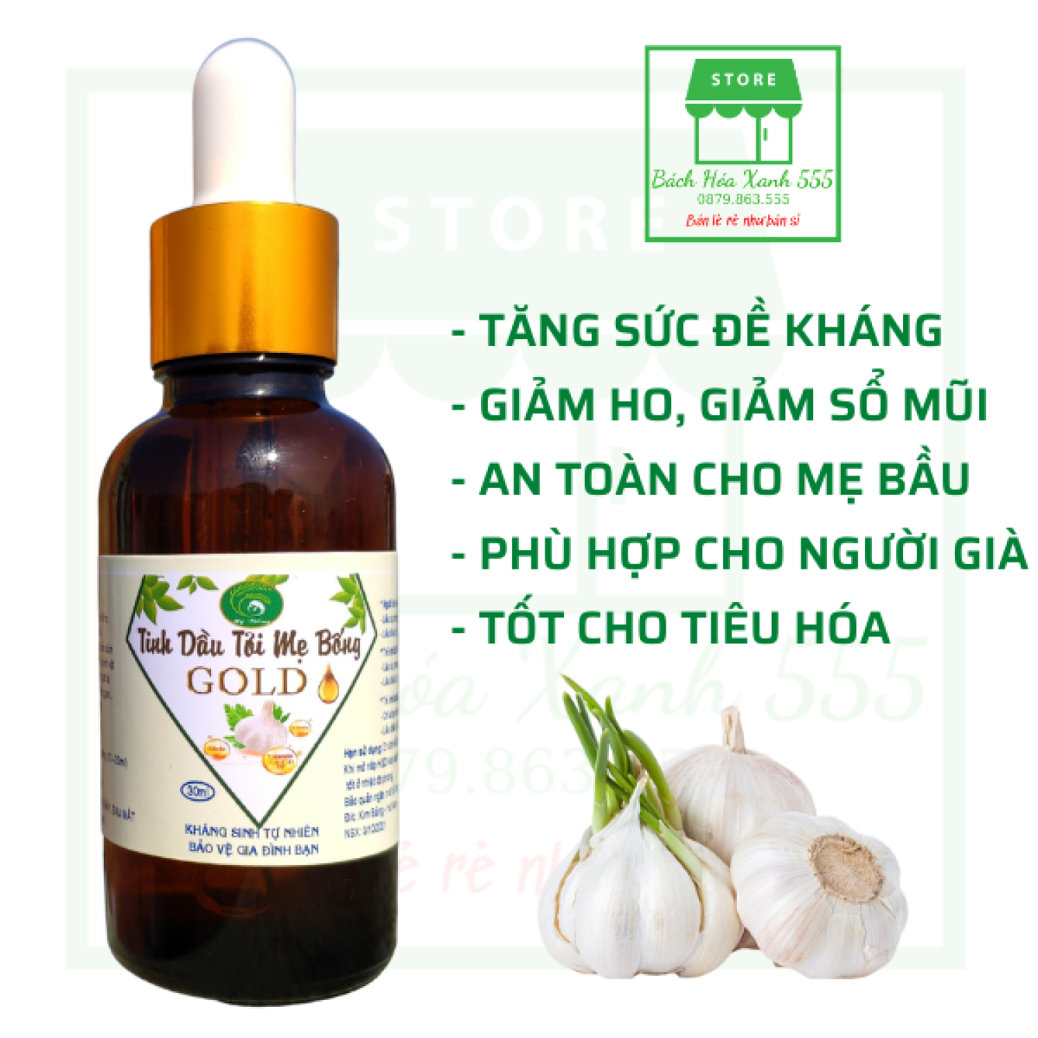 Tinh Dầu Tỏi Nguyên Chất, Tinh Dầu Tỏi Mé Bống Tăng Sức Đề Kháng Cho Bé giúp Giảm Ho Tốt Cho Tiêu Hóa - 30ml