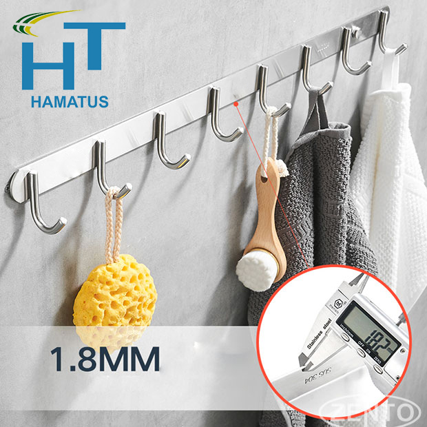Móc Treo Gắn Tường 8 Mấu Inox Không Gỉ Sét Tặng Kèm Phụ Kiện Ốc Vít