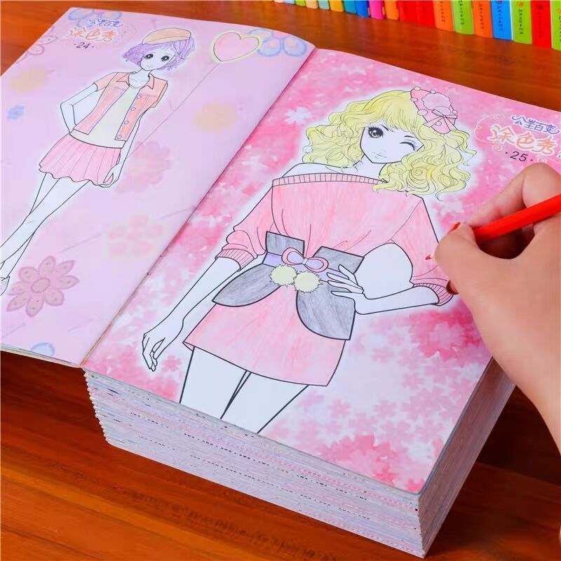 Công chúa màu này tô màu cho trẻ em hình ảnh cô gái xinh đẹp giác ngộ cuốn sách tô màu cho học sinh tiểu học bé gái cuốn sách3-8tuổi