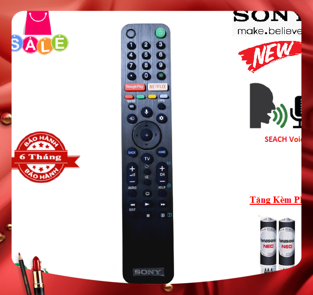 Remote Điều khiển tivi Sony giọng nói RM-TX500P- Hàng mới logo Sony mạ bạc BH 6 tháng-Tặng Kèm PIN