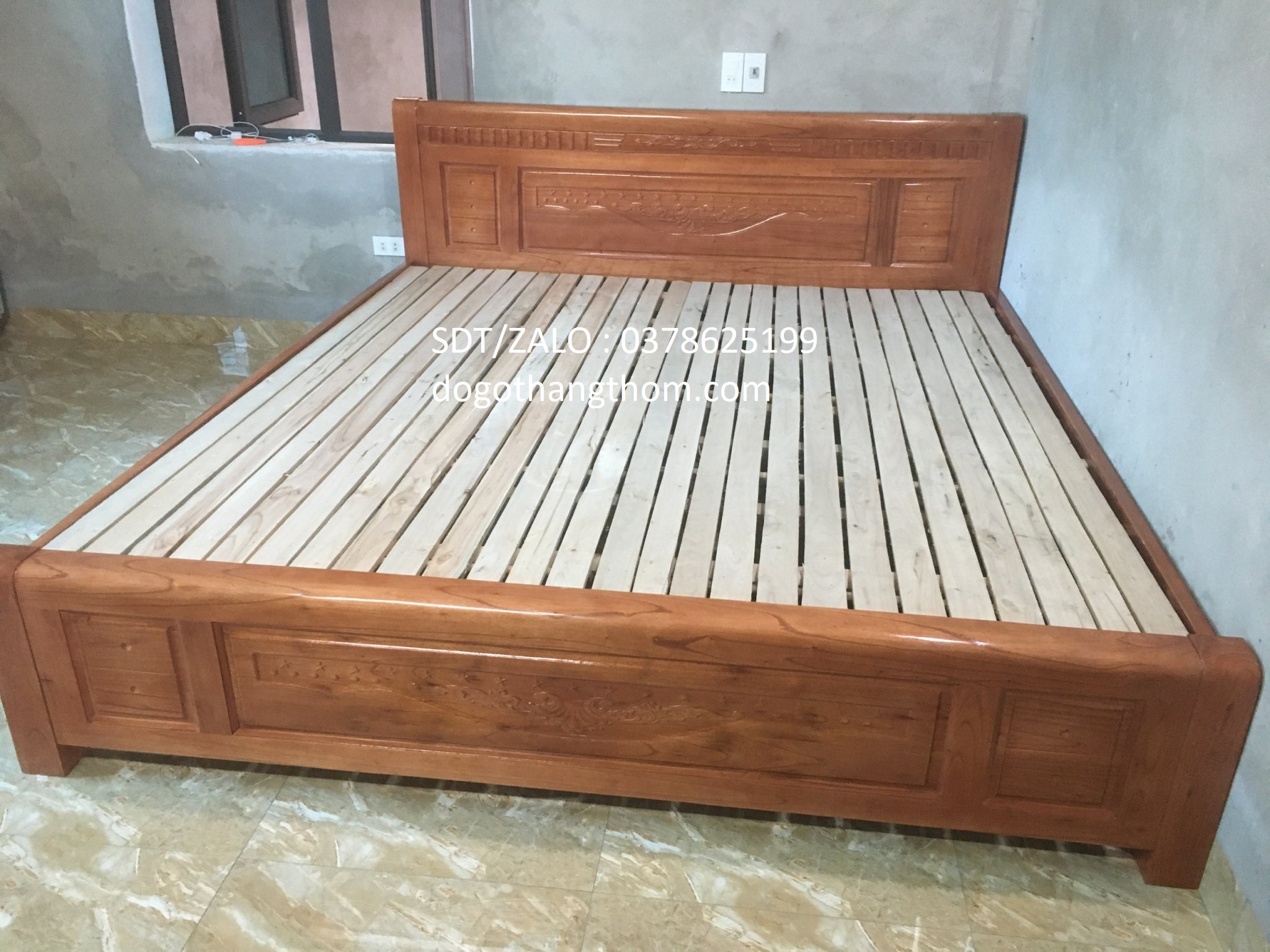 giường ngủ gỗ xoan đào phòng ngủ