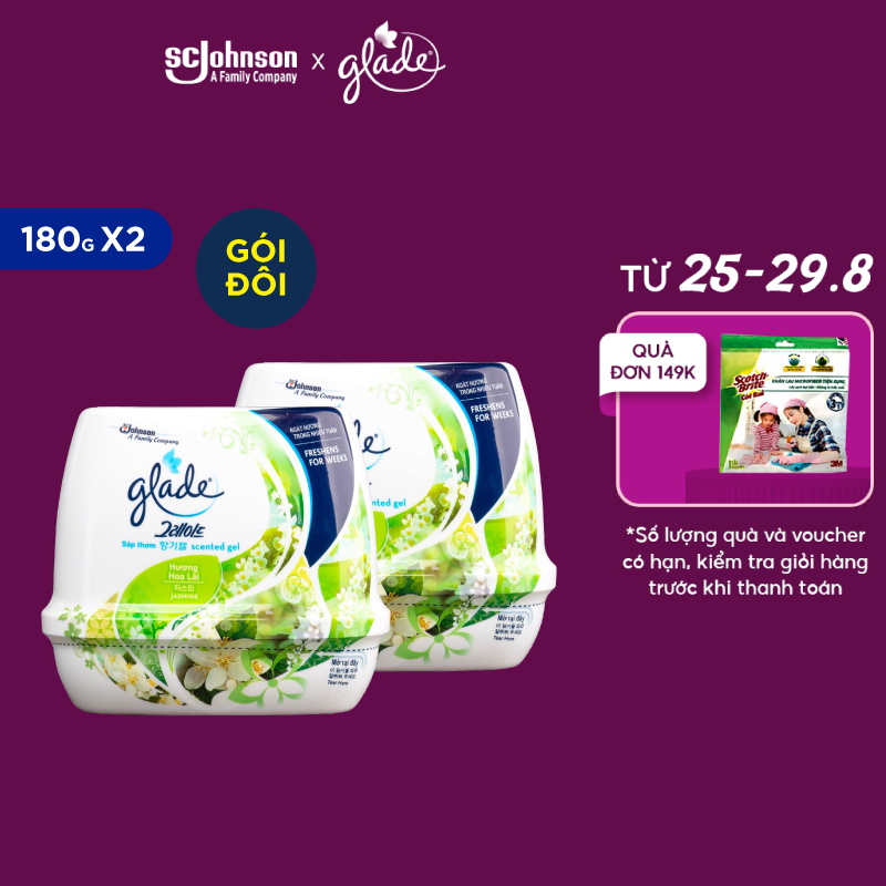 Bộ đôi glade sáp thơm hương hoa lài 180gx2