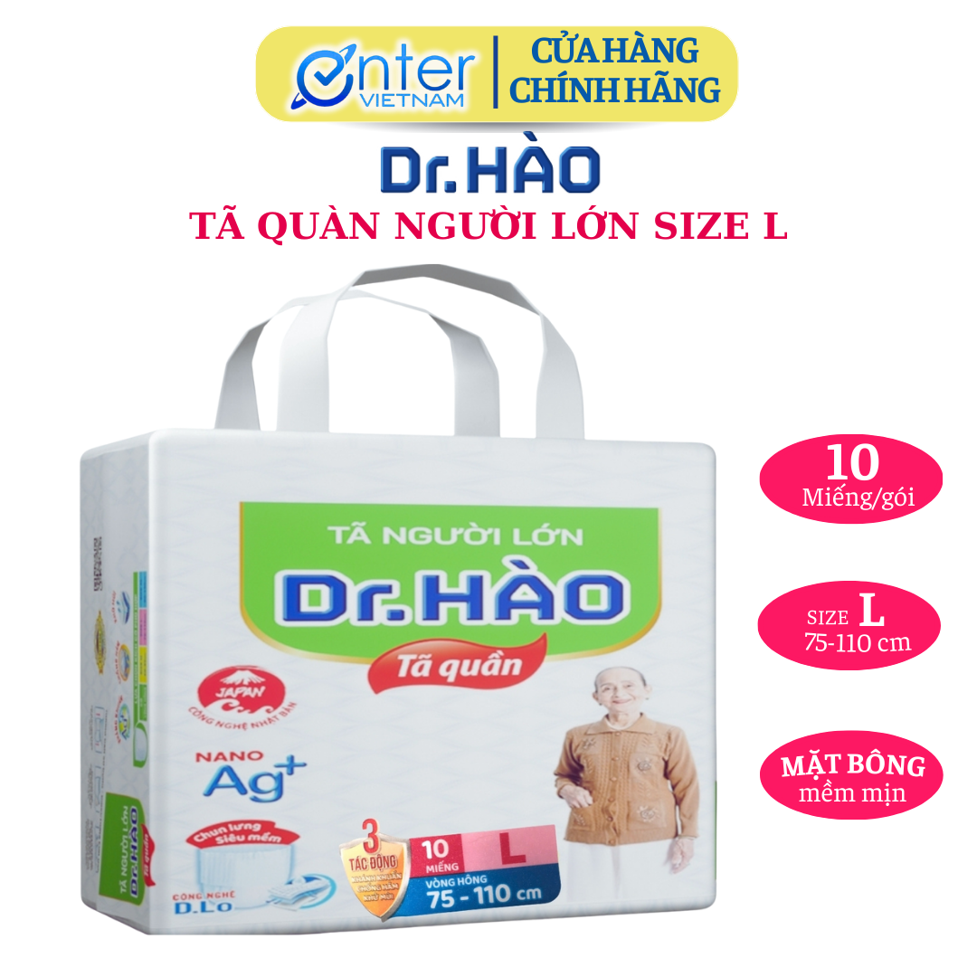   Hàng Chính Hãng  Tã quần người lớn enterone Dr.Hào size L gói 10 miếng bỉm quần cho người già 