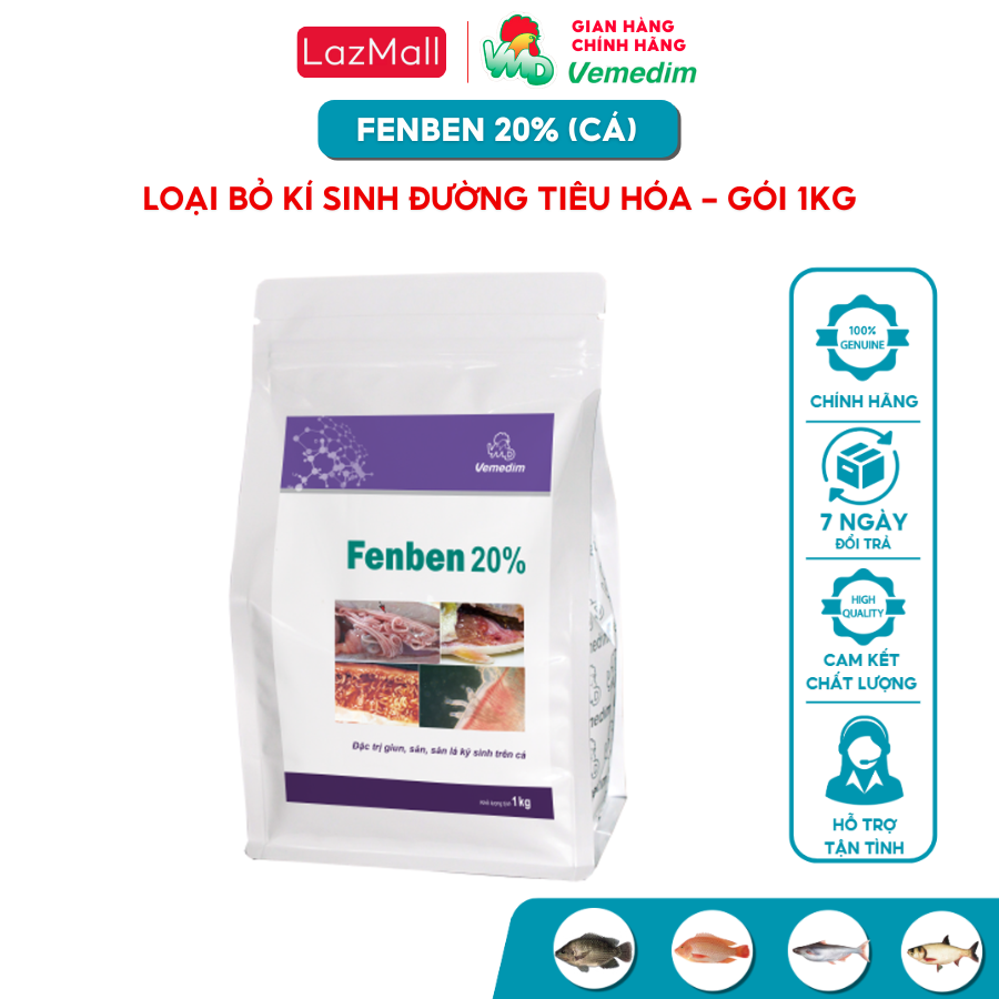 Vemedim Fenben 20% (cá) phòng ngừa giun, sán, sán lá trên cá, gói 1kg